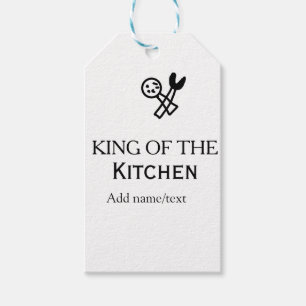 King of the kitchen chef cooking add name crown ha gift tags