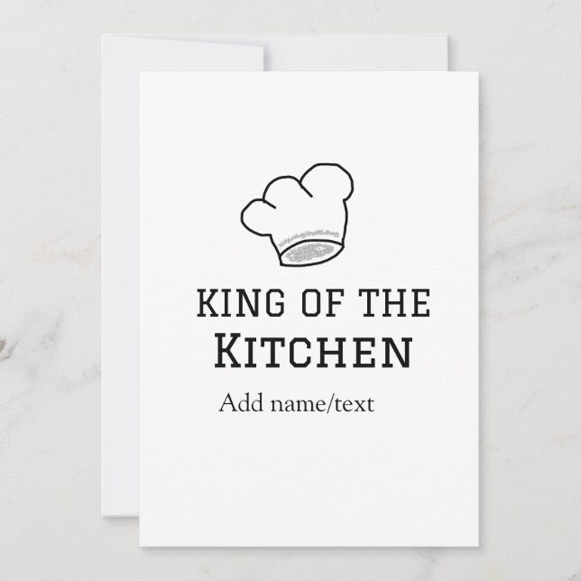 King of the kitchen chef cooking add name crown ha invitation (Front)