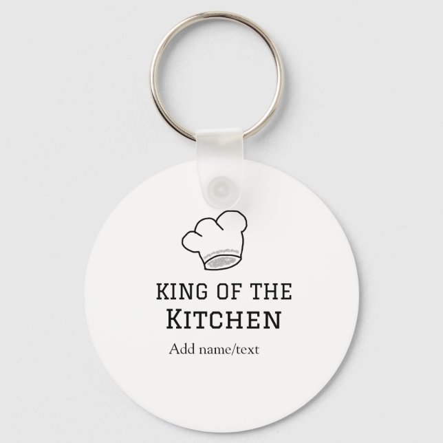 King of the kitchen chef cooking add name crown ha key ring (Front)