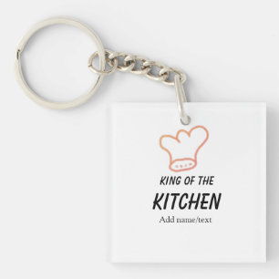 King of the kitchen chef cooking add name crown ha key ring
