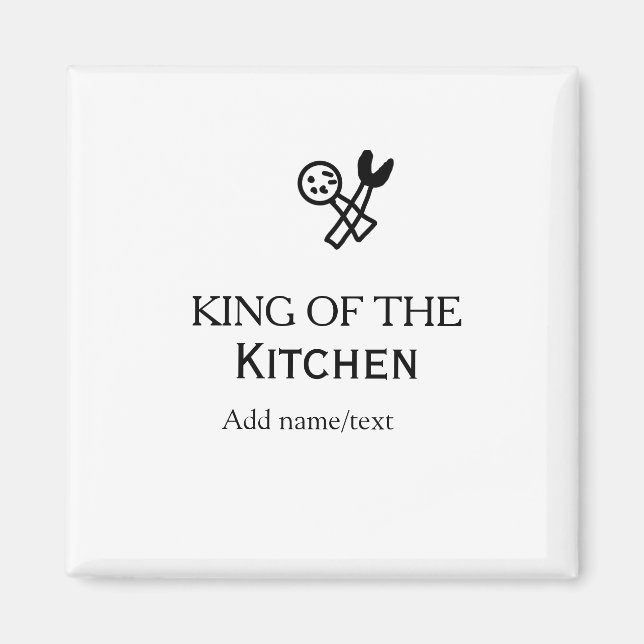 King of the kitchen chef cooking add name crown ha magnet (Front)