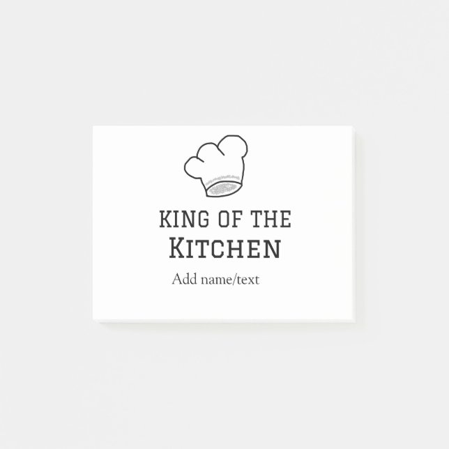 King of the kitchen chef cooking add name crown ha post-it notes (Front)