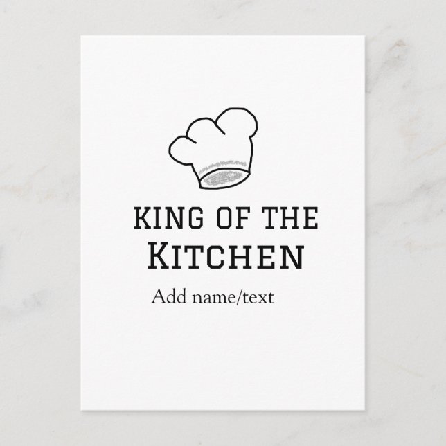 King of the kitchen chef cooking add name crown ha postcard (Front)