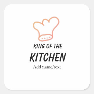 King of the kitchen chef cooking add name crown ha square sticker
