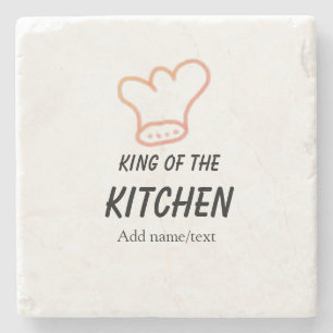 King of the kitchen chef cooking add name crown ha stone coaster