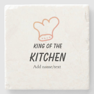 King of the kitchen chef cooking add name crown ha stone coaster