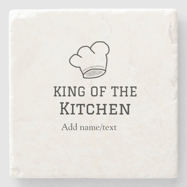 King of the kitchen chef cooking add name crown ha stone coaster (Front)