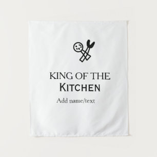 King of the kitchen chef cooking add name crown ha tapestry