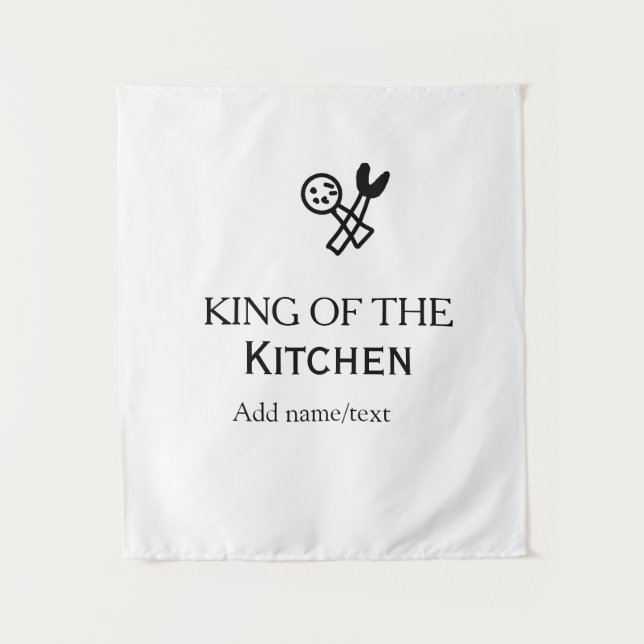 King of the kitchen chef cooking add name crown ha tapestry (Front)