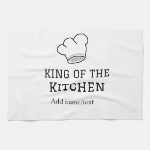 King of the kitchen chef cooking add name crown ha tea towel