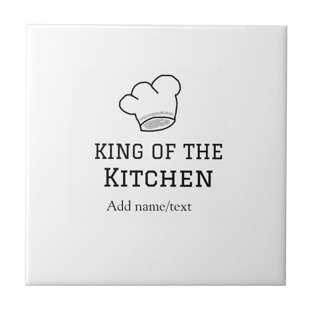 King of the kitchen chef cooking add name crown ha tile (Front)