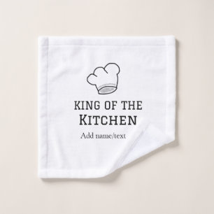 King of the kitchen chef cooking add name crown ha wash cloth