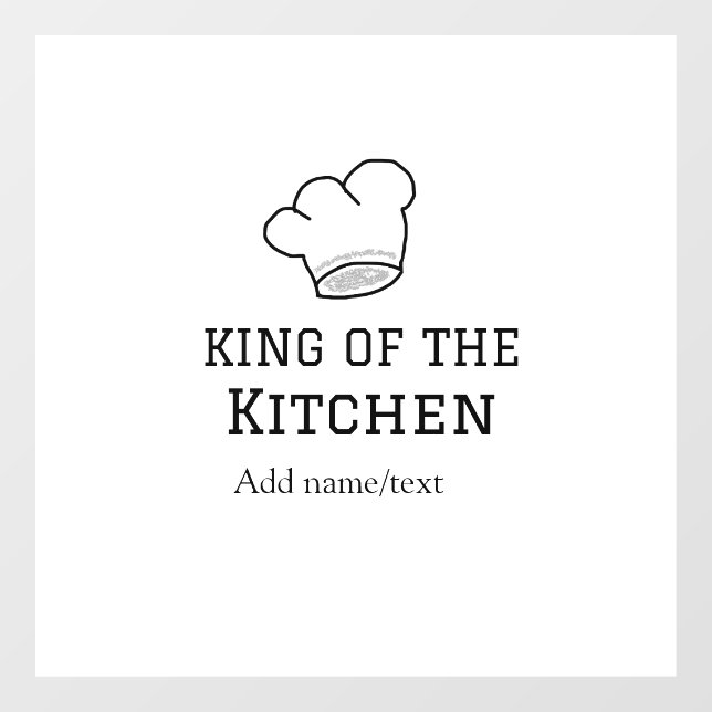 King of the kitchen chef cooking add name crown ha window cling (Sheet)