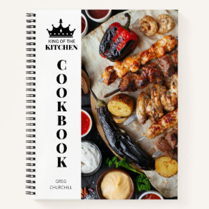 King of The Kitchen Cookbook Recipe Personalised Notebook