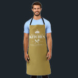 King of The Kitchen Foodie Men Personalised Gold Apron<br><div class="desc">Perfect gift for your dad,  grandpa,  brother,  or any important man in your life who loves to cook! Gold Apron. Easily personalise yours at home!</div>