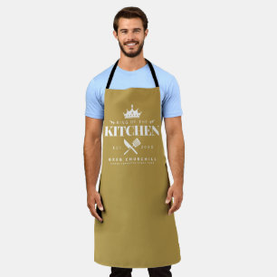 King of The Kitchen Foodie Men Personalised Gold Apron