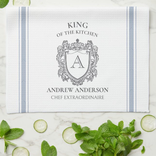 King of the Kitchen Monogram Personalised Towel (Folded)