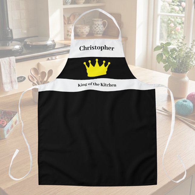 King of the kitchen name crown white apron (Creator Uploaded)