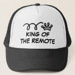 King of the remote control funny Father's day gift Trucker Hat<br><div class="desc">King of the remote control funny Father's day gift trucker hat. Fun cap with humourous quote for him. Cool gift idea for dad,  father,  grandpa,  husband,  daddy,  stepdad etc. Cool crown design with comical cartoon like text. Also great as Happy Birthday present.</div>