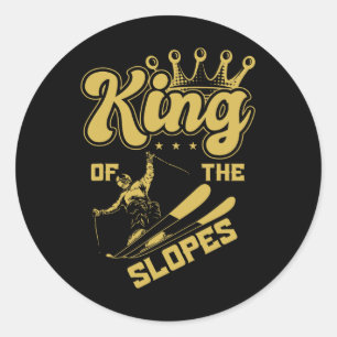 King Of The Slopes Skiing Winter Sports Mountains Classic Round Sticker