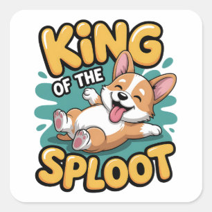 King of the Sploot Funny Dog Lying Pose Gift Square Sticker