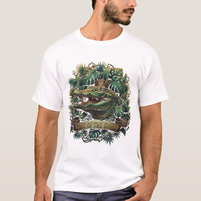 King of the Swamp – Regal Crocodile Jungle Design  T-Shirt (Front)