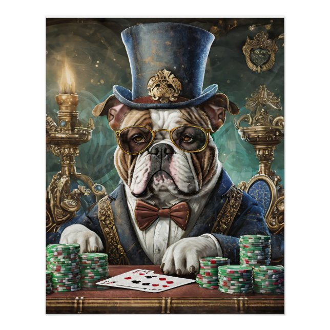 King of the Table, Bulldog plays CardsTissue Paper Poster (Front)