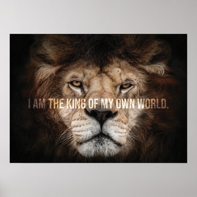 King Of The World - Lion Motivational Success Poster (Front)