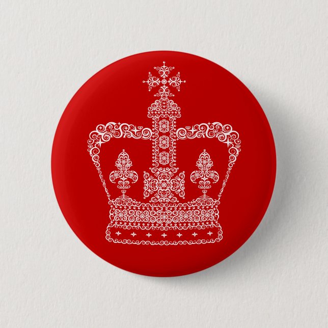 King or Queen Crown 6 Cm Round Badge (Front)