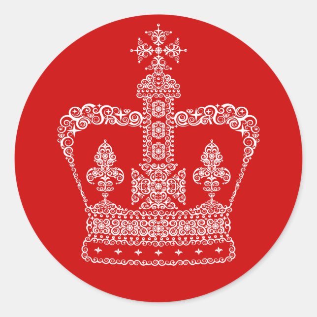 King or Queen Crown Classic Round Sticker (Front)