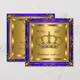 King or Queen Royal Blue Gold Birthday Party 2 Invitation