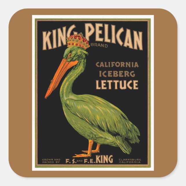 King Pelican Brand Lettuce Square Sticker (Front)