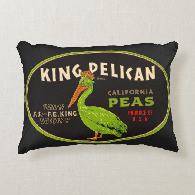 King Pelican California peas crate label Decorative Cushion (Front)
