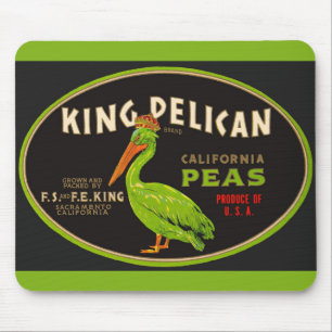 King Pelican California peas crate label Mouse Mat