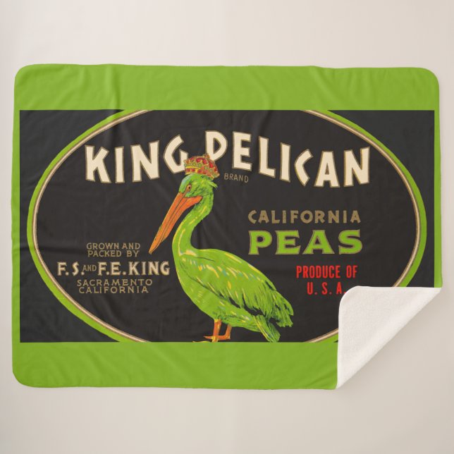 King Pelican California peas crate label Sherpa Blanket (Front (Horizontal))