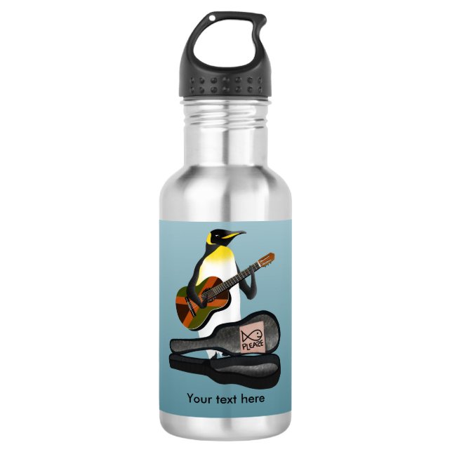 King penguin busking 532 ml water bottle (Front)