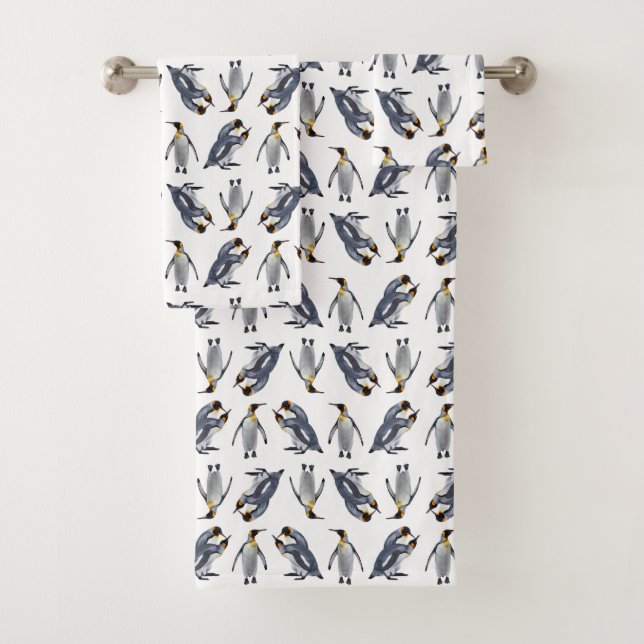 King Penguin Frenzy Bathroom Towel Set (Insitu)