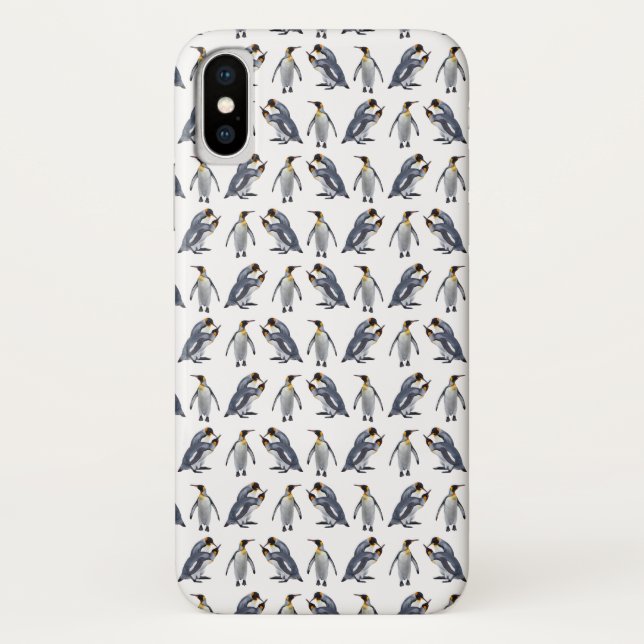 King Penguin Frenzy iPhone X Case (Choose Colour) (Back)