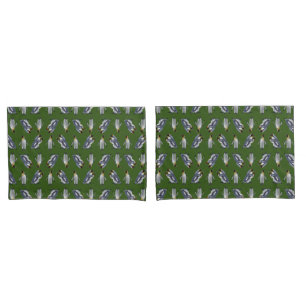 King Penguin Frenzy Pillowcases (Dark/Light Green)