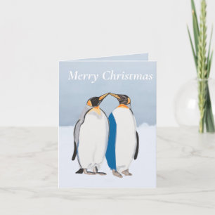 King Penguin Pair Kissing Christmas editable  Card