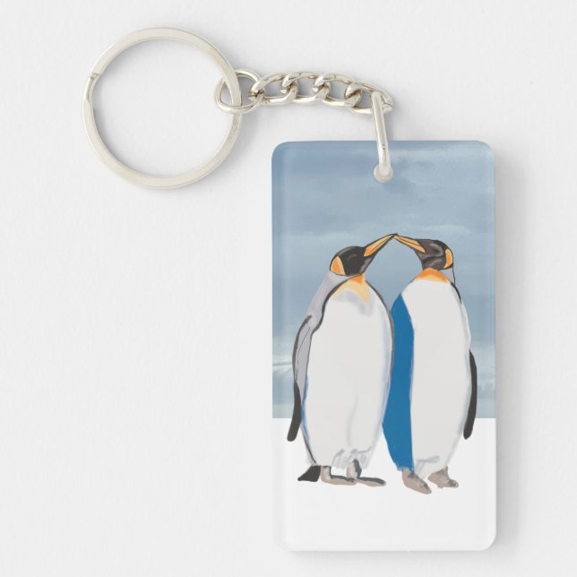 King Penguin Pair Kissing  Key Ring (Front)
