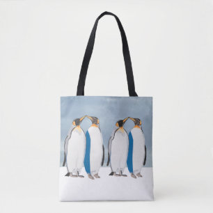 King Penguin Pair Kissing Tote Bag