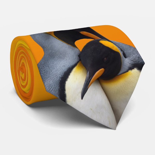 King Penguins in Love Tie (Yellow/Orange) (Rolled)