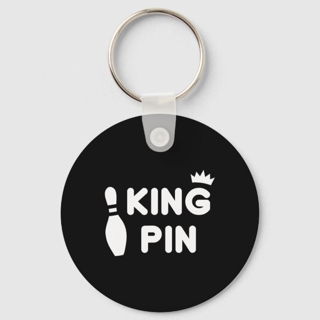 King Pin Bowling Funny Cute Couples Bowler League  Key Ring (Front)