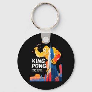 King Pong Funny Table Tennis Fan Poster Style Key Ring
