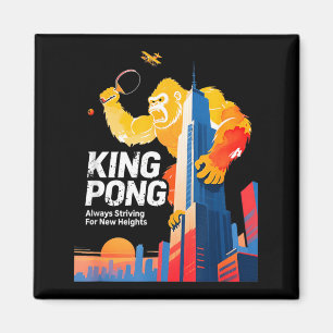 King Pong Funny Table Tennis Fan Poster Style Magnet