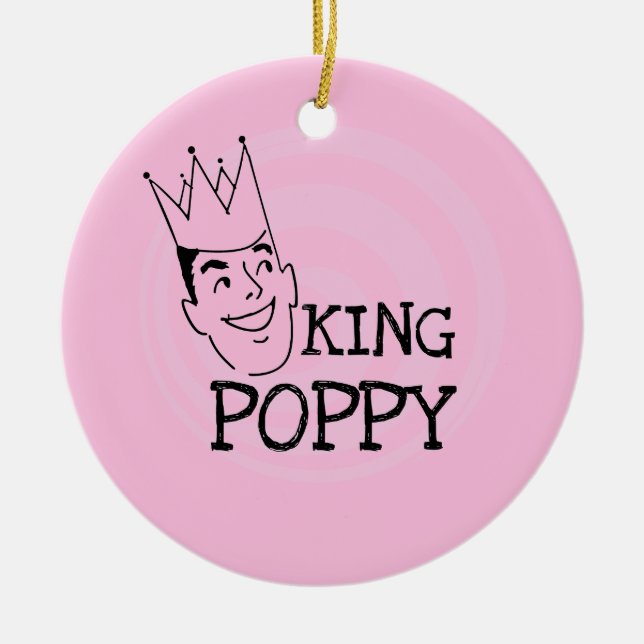 King Poppy T-shirts and Gifts Ceramic Tree Decoration (Front)