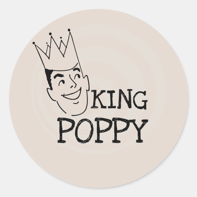 King Poppy T-shirts and Gifts Classic Round Sticker (Front)