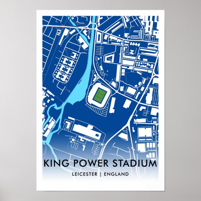 King Power Stadium Map – Home of Leicester City FC Poster (Front)