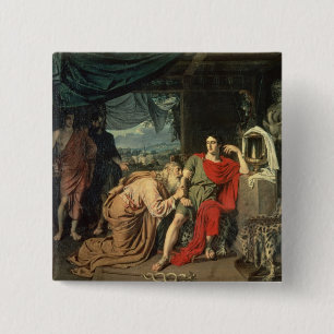 King Priam begging Achilles for return of 15 Cm Square Badge